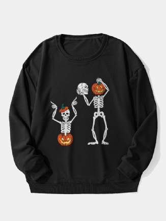 Rundhals-sweatshirt Mit Halloween-kürbisschädel Für Herren