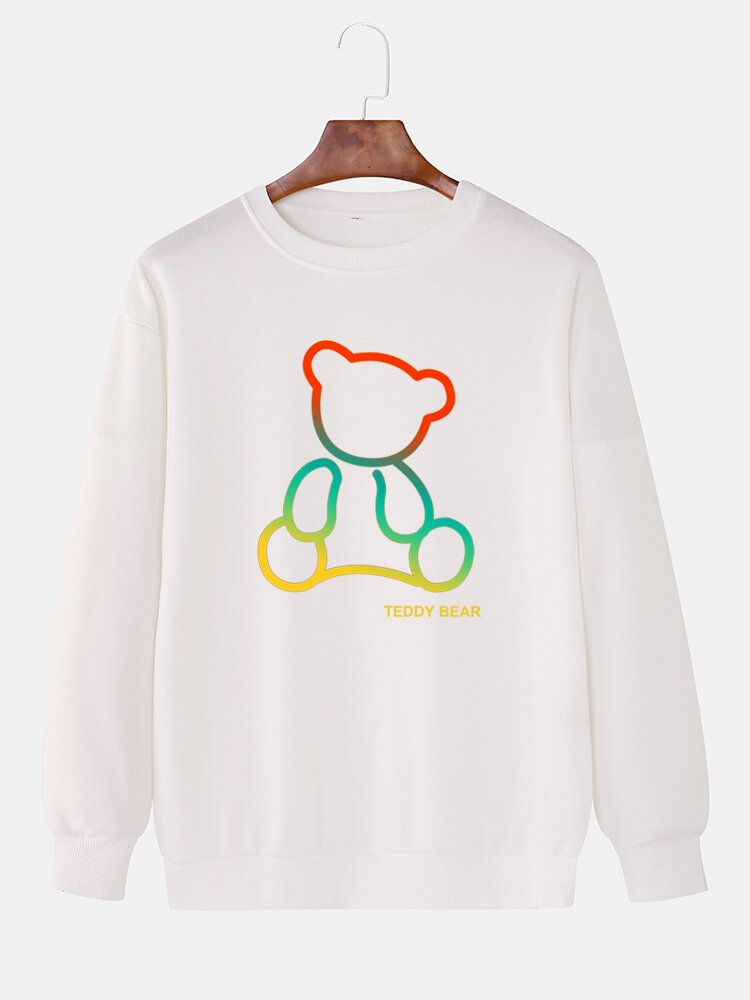 Rundhals-sweatshirts Aus Baumwolle Mit Ombré-teddybär-print Für Herren