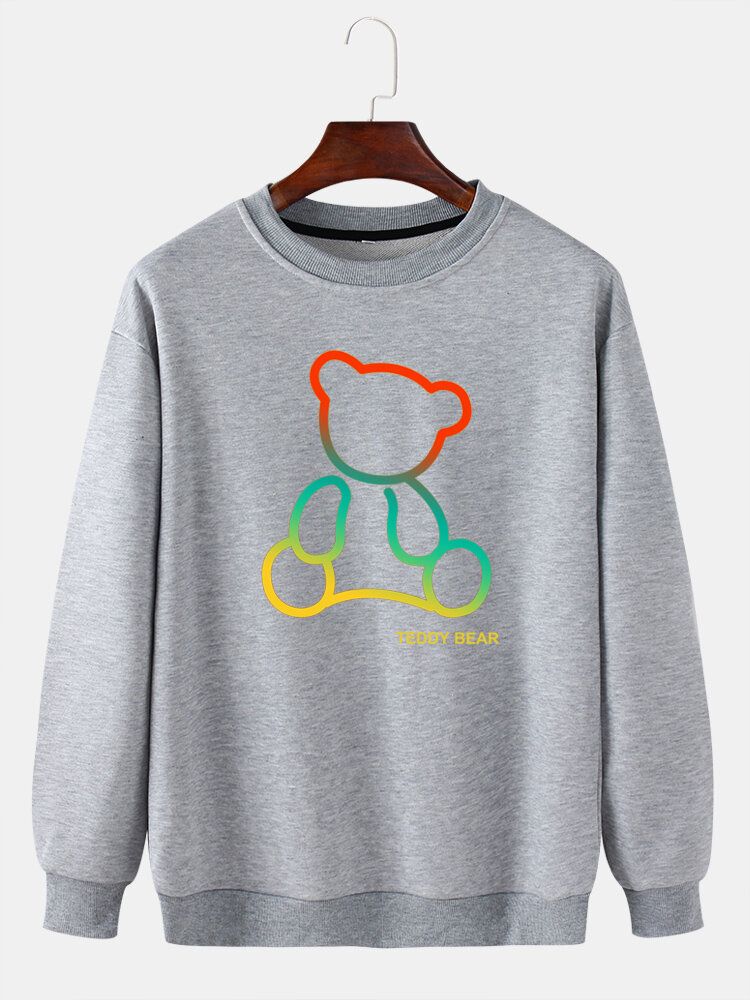 Rundhals-sweatshirts Aus Baumwolle Mit Ombré-teddybär-print Für Herren