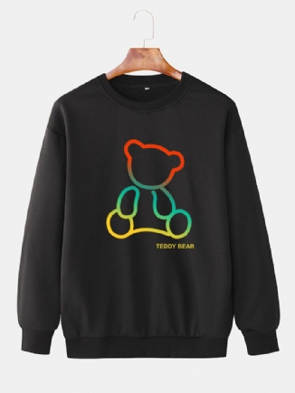 Rundhals-sweatshirts Aus Baumwolle Mit Ombré-teddybär-print Für Herren