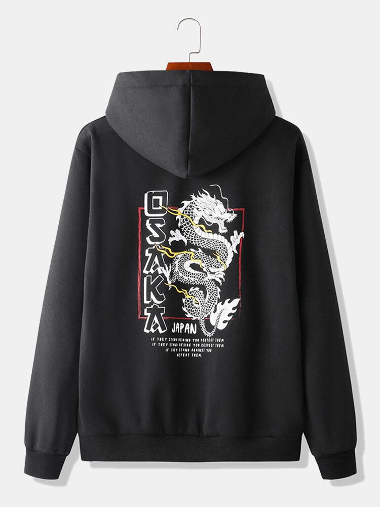 Stilvoller Tages-pullover-hoodie Im Japanischen Stil Mit Drachenrückendruck Für Herren