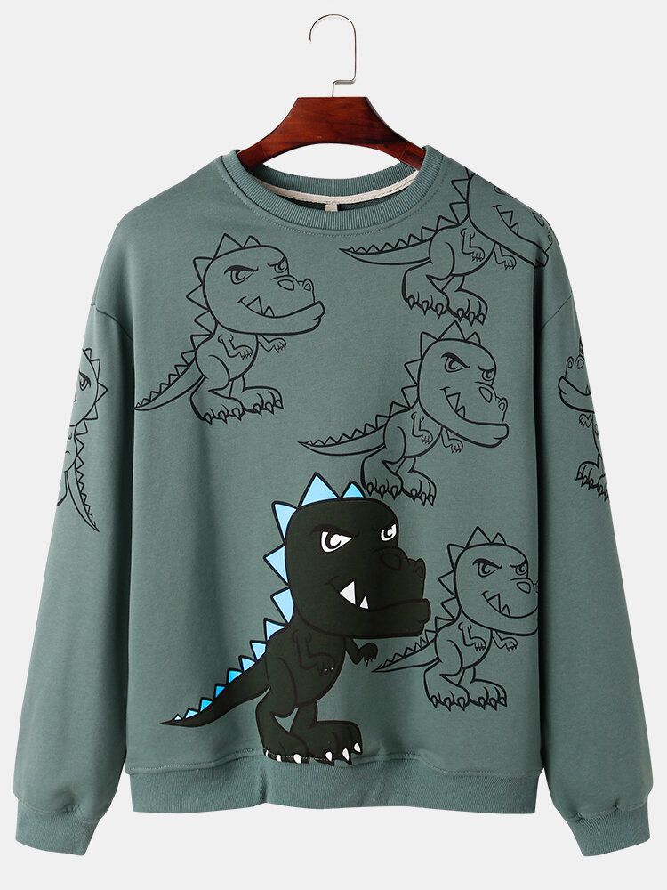 Street-sweatshirts Mit Graffiti-dinosaurier-print Für Herren Drop-shoulder-pullover