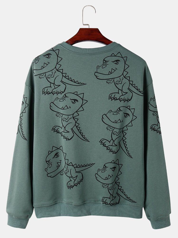 Street-sweatshirts Mit Graffiti-dinosaurier-print Für Herren Drop-shoulder-pullover