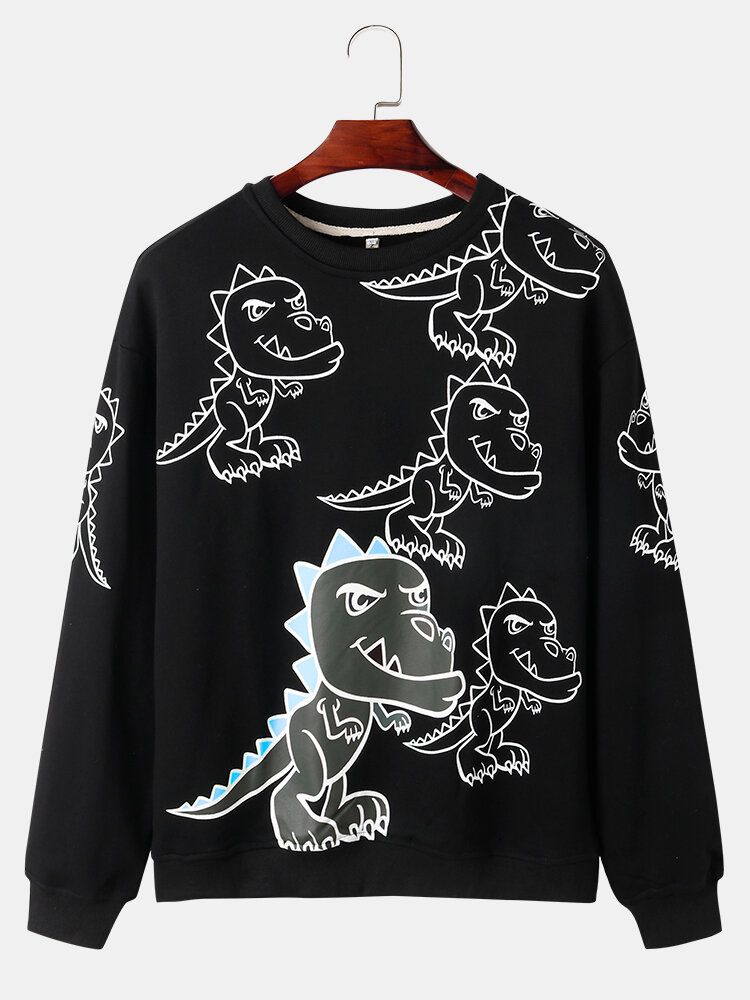 Street-sweatshirts Mit Graffiti-dinosaurier-print Für Herren Drop-shoulder-pullover