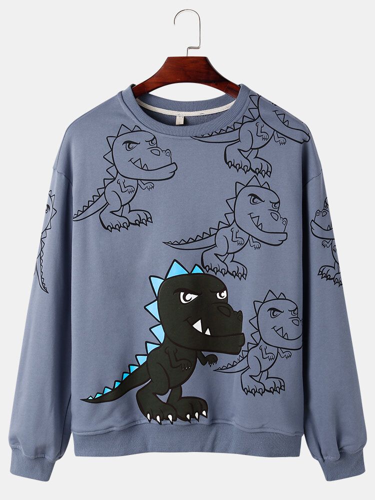 Street-sweatshirts Mit Graffiti-dinosaurier-print Für Herren Drop-shoulder-pullover