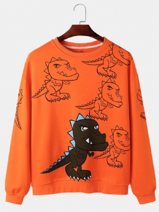 Street-sweatshirts Mit Graffiti-dinosaurier-print Für Herren Drop-shoulder-pullover