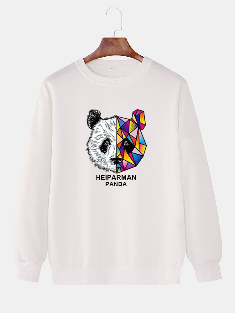 Süße Pullover-sweatshirts Mit Cartoon-geometrie-panda-print Für Herren