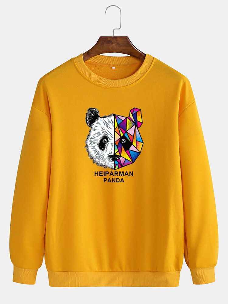 Süße Pullover-sweatshirts Mit Cartoon-geometrie-panda-print Für Herren