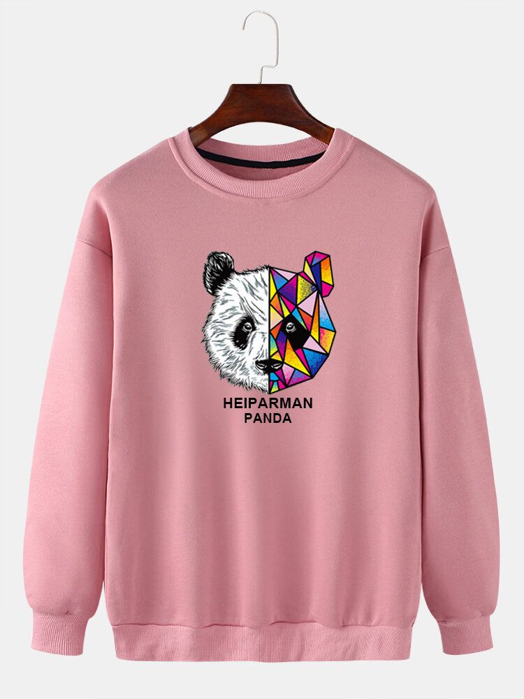 Süße Pullover-sweatshirts Mit Cartoon-geometrie-panda-print Für Herren