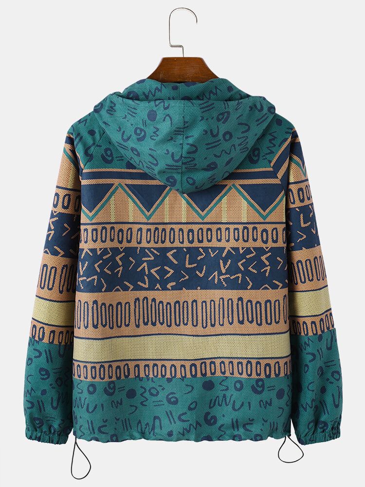 Tribal Pattern Ethnic Style Zipper Hoodie Tragbare Windjacke Für Herren