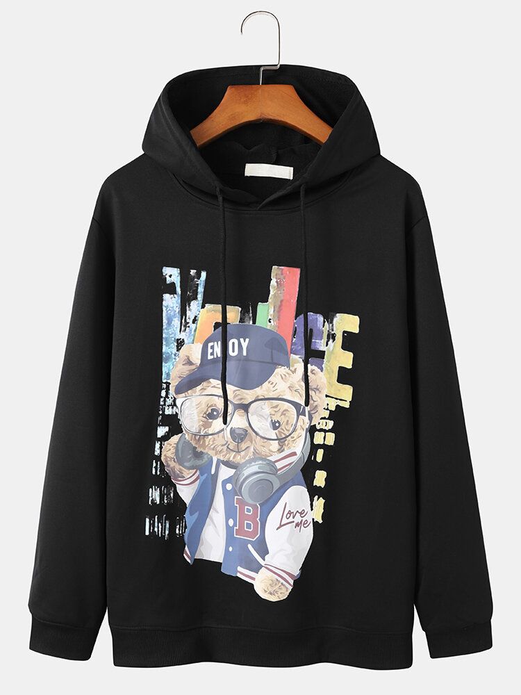 Unisex-paar-täglicher Hoodie Mit Süßem Bären-karikaturdruck Für Herren