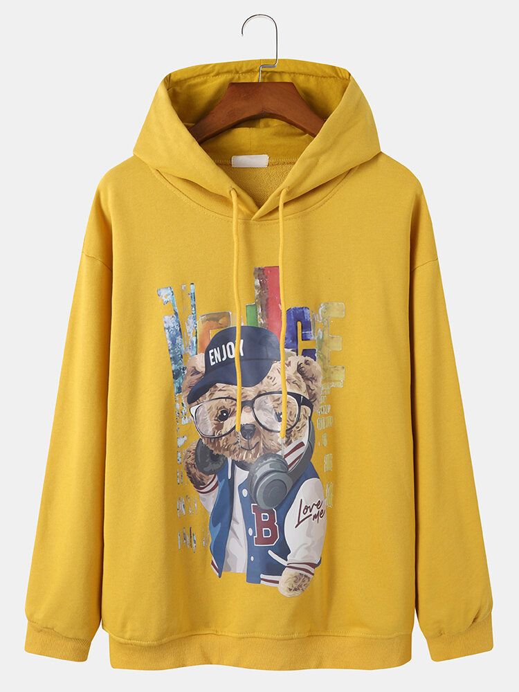 Unisex-paar-täglicher Hoodie Mit Süßem Bären-karikaturdruck Für Herren