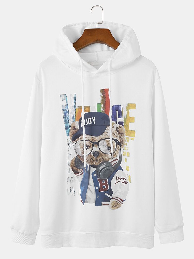 Unisex-paar-täglicher Hoodie Mit Süßem Bären-karikaturdruck Für Herren