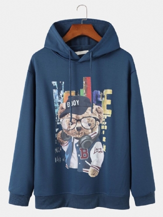 Unisex-paar-täglicher Hoodie Mit Süßem Bären-karikaturdruck Für Herren