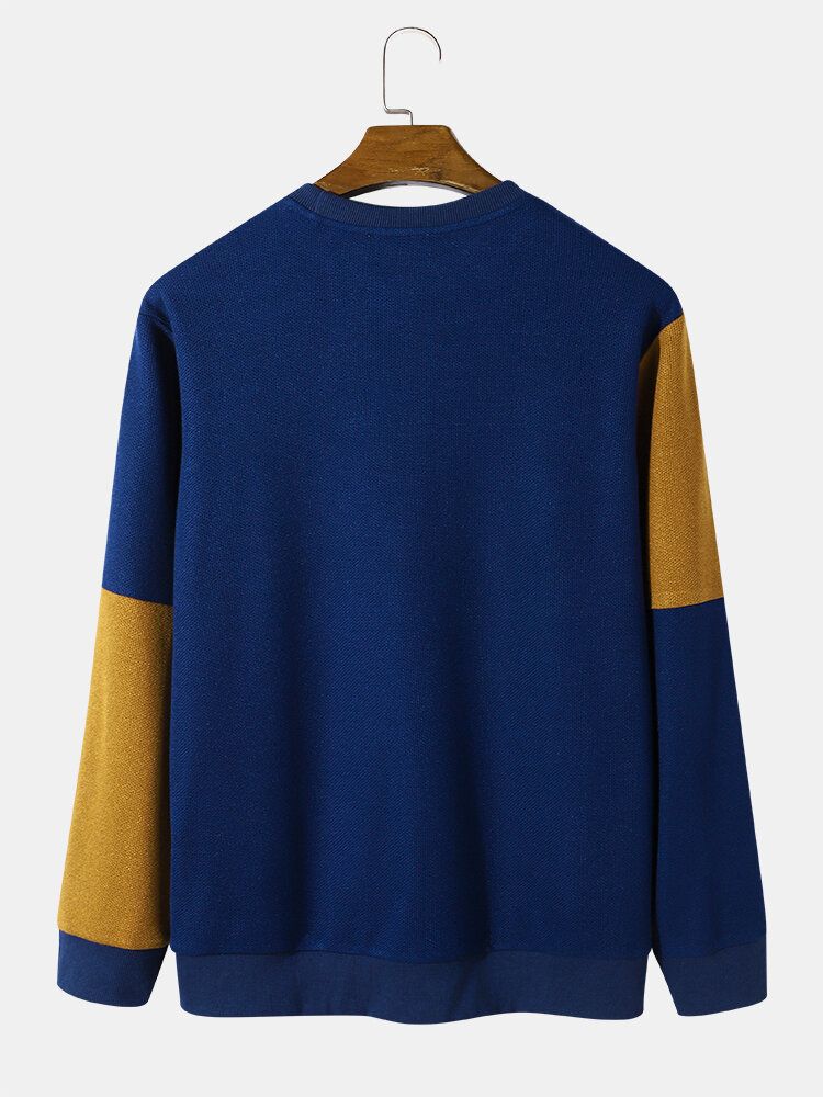 Vertikal Gestreiftes Retro-sweatshirt Mit Rundhalsausschnitt Und Stickerei Für Herren