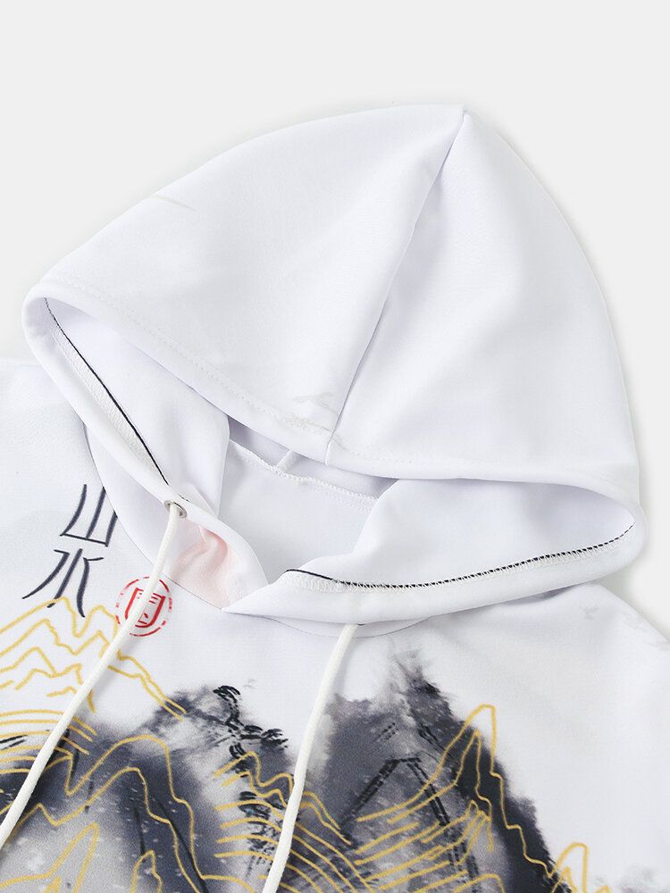 Warme Chinoiserie-langarm-hoodies Mit Tuschemalerei Für Herren