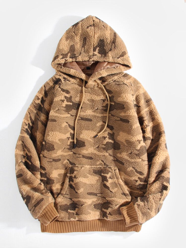 Warmer Kuscheliger Camouflage-hoodie Für Herren Mit Kängurutasche