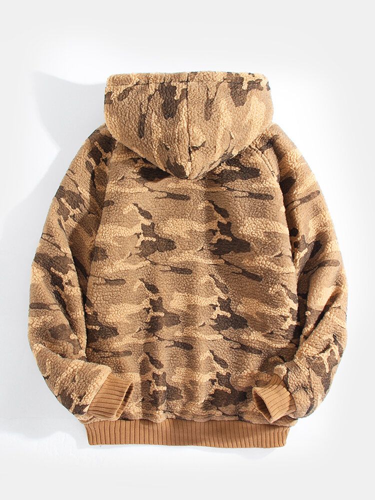 Warmer Kuscheliger Camouflage-hoodie Für Herren Mit Kängurutasche