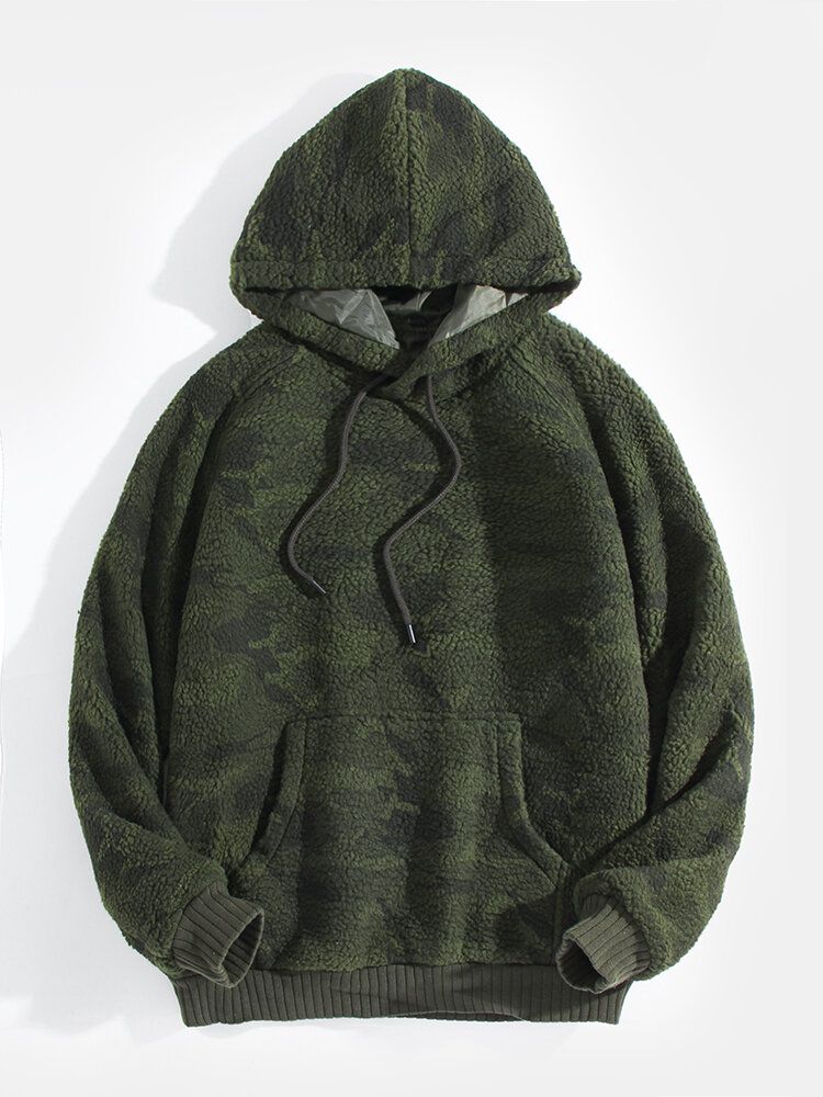 Warmer Kuscheliger Camouflage-hoodie Für Herren Mit Kängurutasche