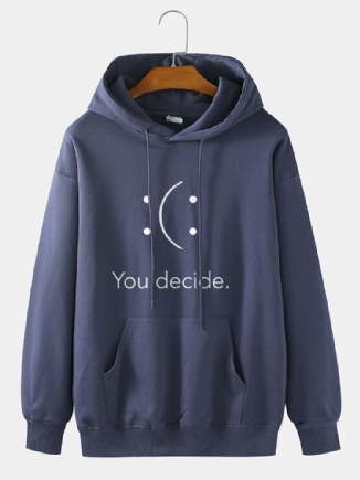 You Decide Herren-hoodies Mit Aufdruck Lächeln Muster Tasche Preppy Drop-shoulder