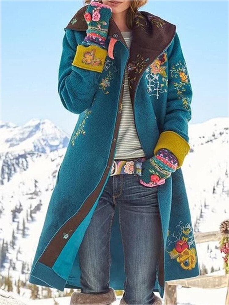 Lässige Hoodie-oberbekleidung Mit Blumenmuster Im Ethnischen Stil Jacke Mäntel