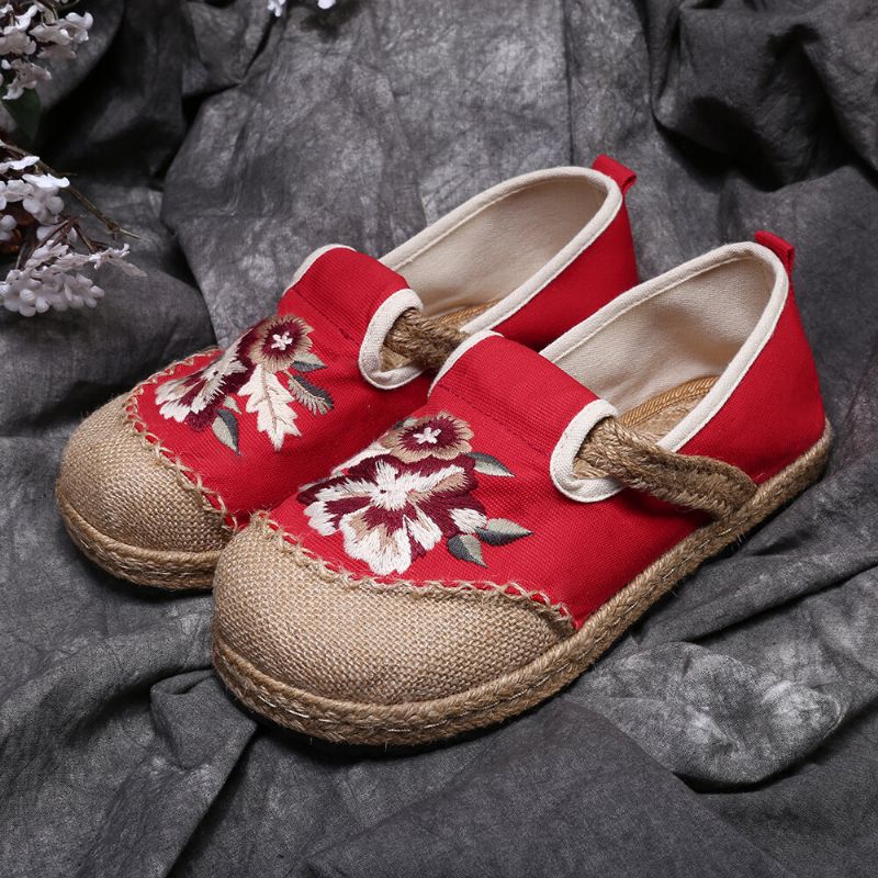 Alte Peking-blumen-stickerei-beiläufige Espadrille-müßiggänger Der Frauen