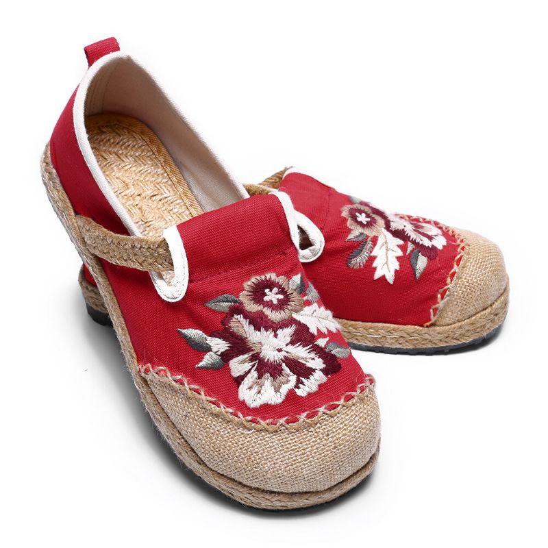 Alte Peking-blumen-stickerei-beiläufige Espadrille-müßiggänger Der Frauen