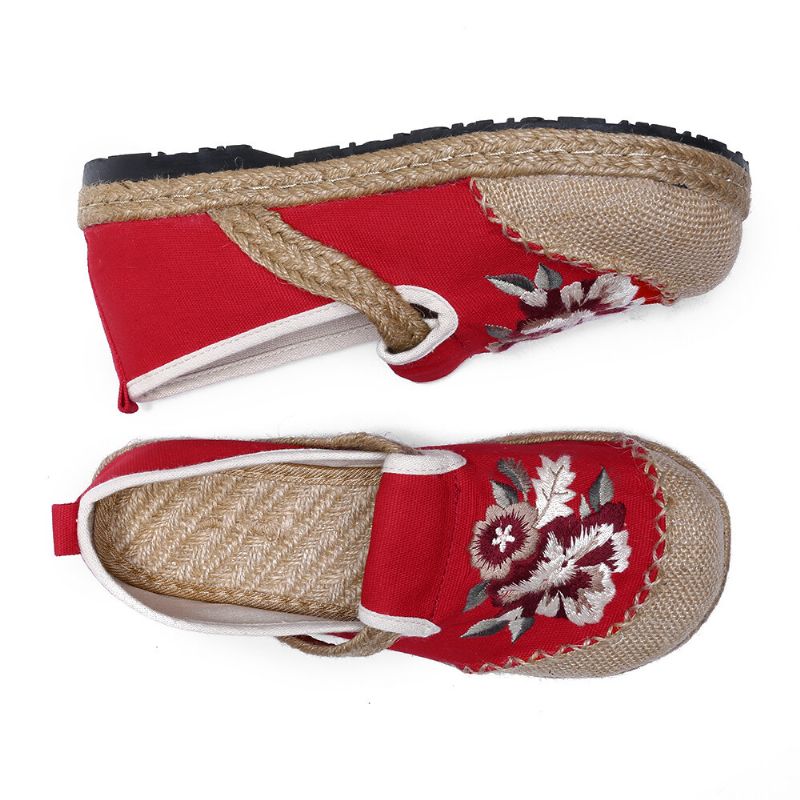 Alte Peking-blumen-stickerei-beiläufige Espadrille-müßiggänger Der Frauen