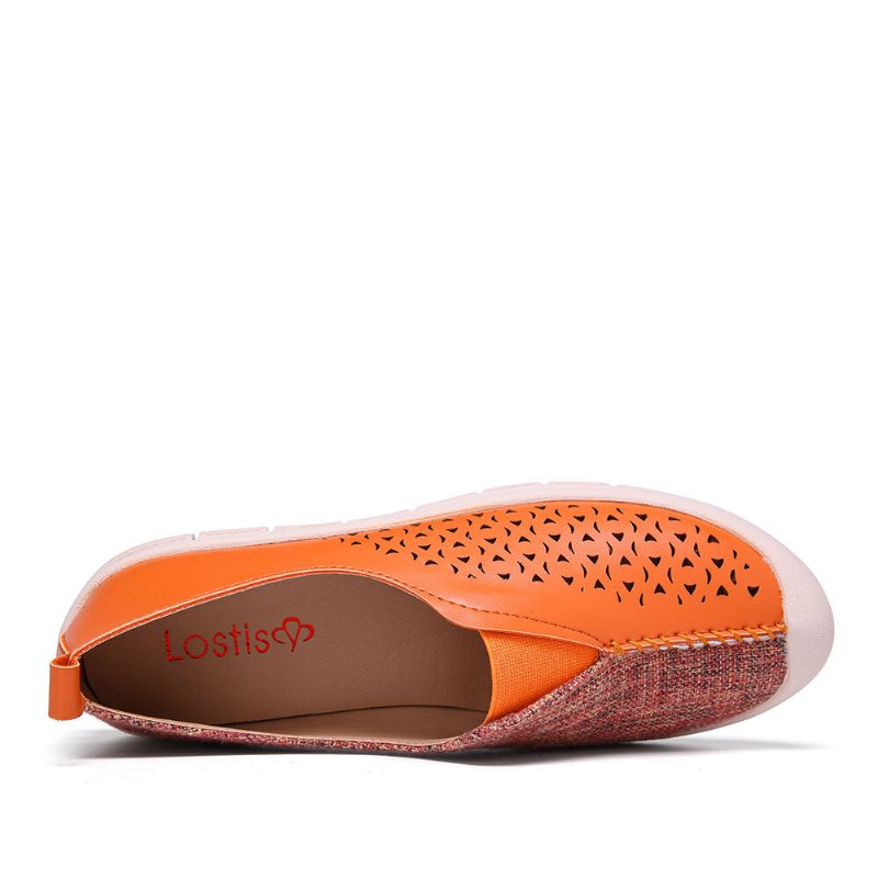 Bequeme Hohle Atmungsaktive Lässige Flats Für Damen In Colorblock-optik