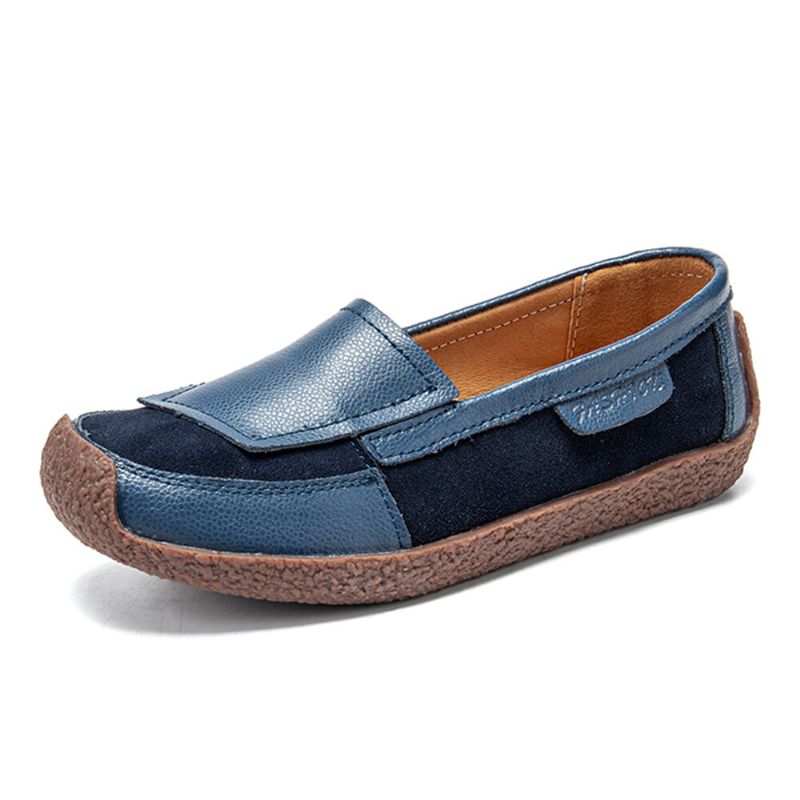 Bequeme Leder-splicing-soft-slip-on-slipper Für Damen