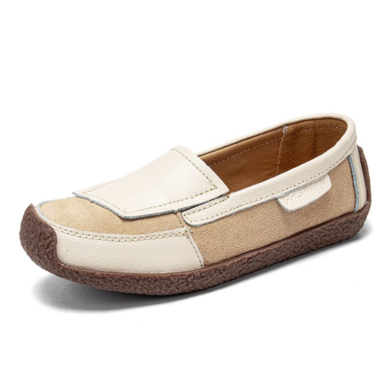 Bequeme Leder-splicing-soft-slip-on-slipper Für Damen