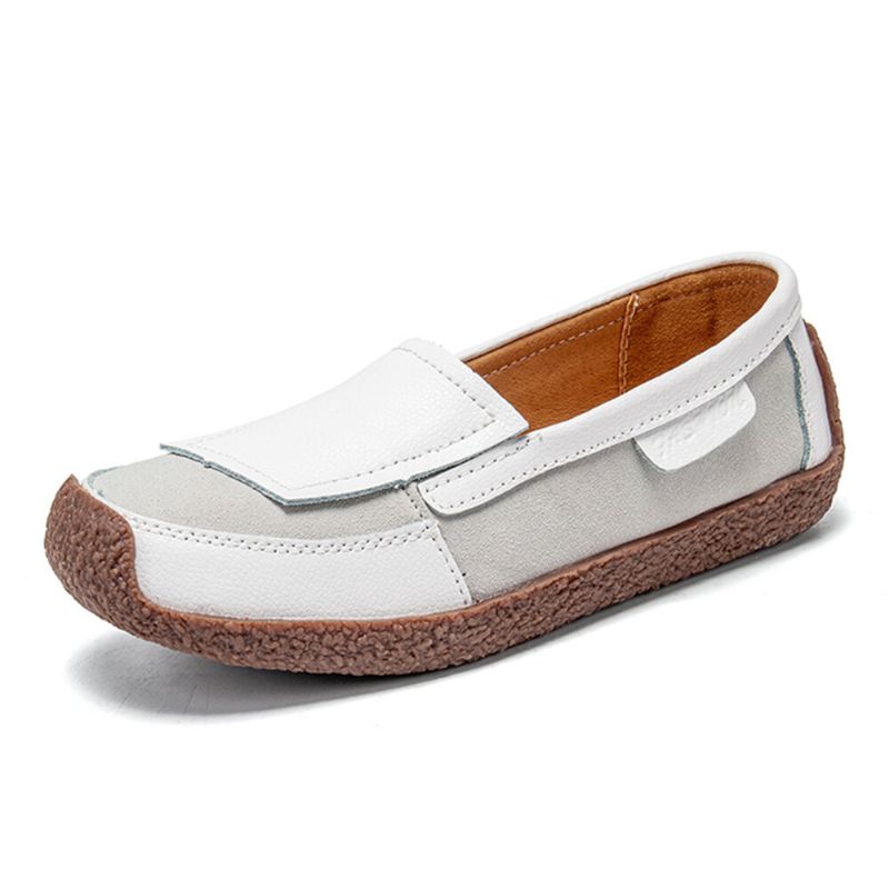 Bequeme Leder-splicing-soft-slip-on-slipper Für Damen