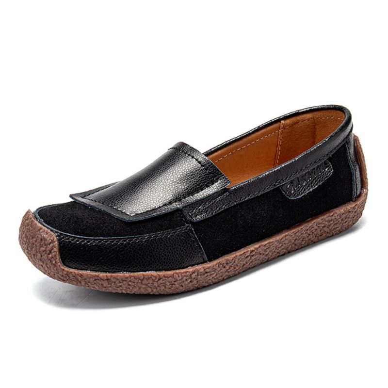 Bequeme Leder-splicing-soft-slip-on-slipper Für Damen