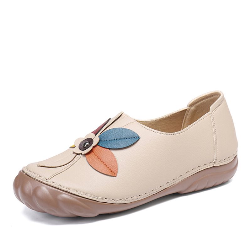 Bequeme Runde Zehen-slip-on-slipper Mit Retro-blumennähten Für Damen