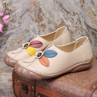 Bequeme Runde Zehen-slip-on-slipper Mit Retro-blumennähten Für Damen