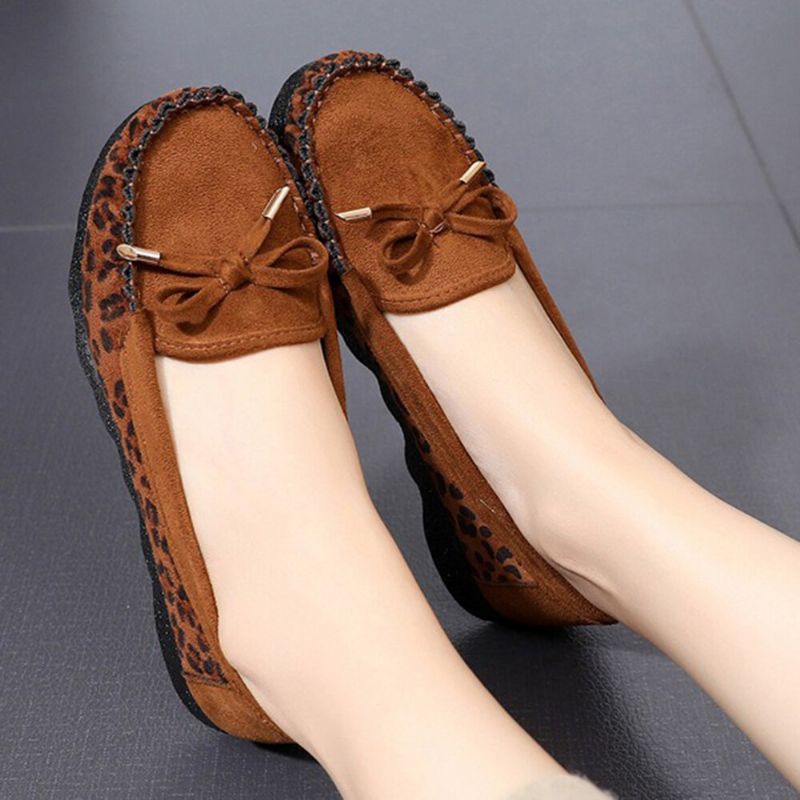 Bequeme Rutschfeste Lässige Loafer Aus Wildleder Mit Bowknot Für Damen