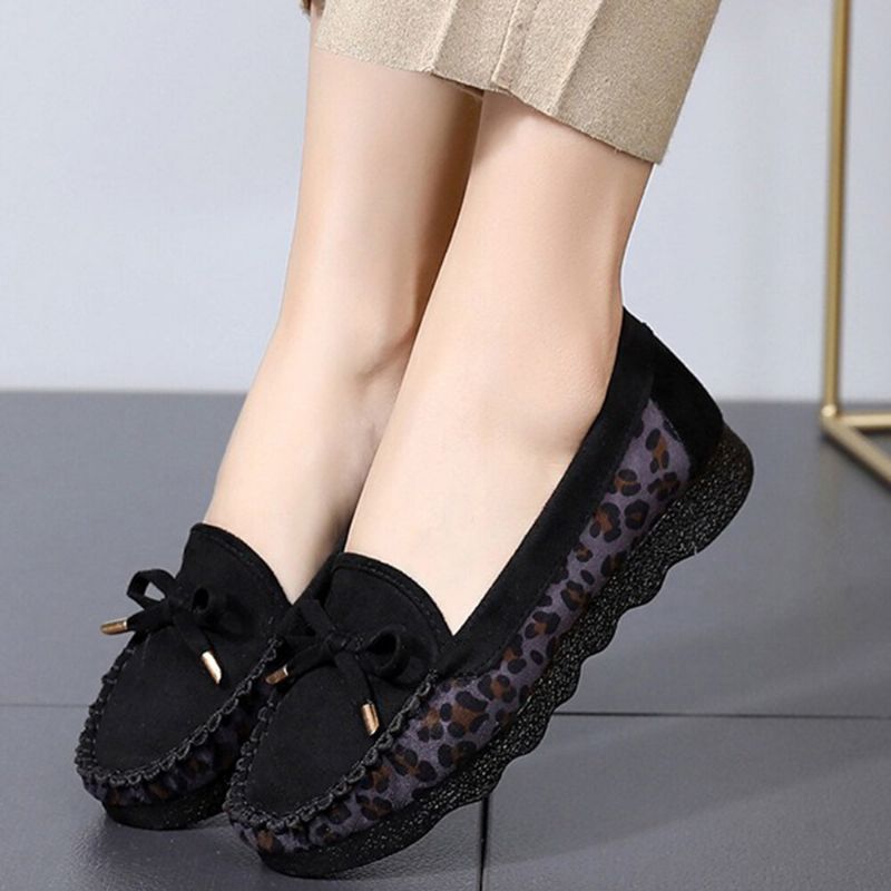 Bequeme Rutschfeste Lässige Loafer Aus Wildleder Mit Bowknot Für Damen