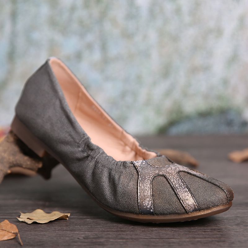 Bequeme Weiche Segeltuchspleiße Faltbare Retro-ballettschuhe Zum Hineinschlüpfen