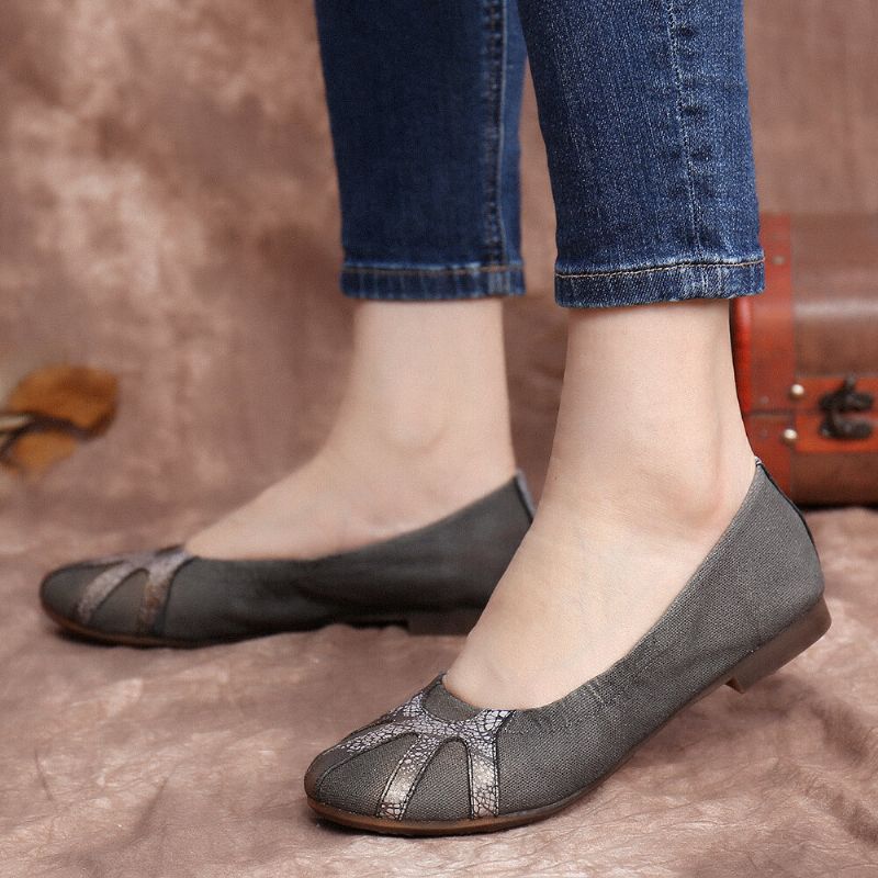 Bequeme Weiche Segeltuchspleiße Faltbare Retro-ballettschuhe Zum Hineinschlüpfen