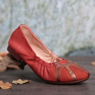 Bequeme Weiche Segeltuchspleiße Faltbare Retro-ballettschuhe Zum Hineinschlüpfen