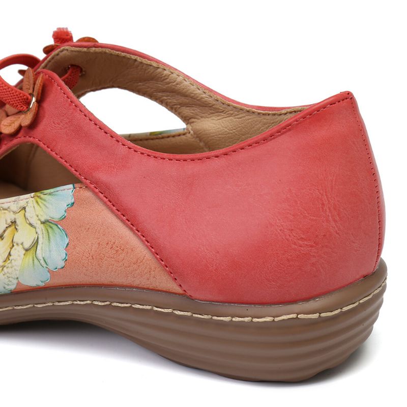 Blumenmuster Elastisches Band Runde Zehenpartie Retro-casual-flats