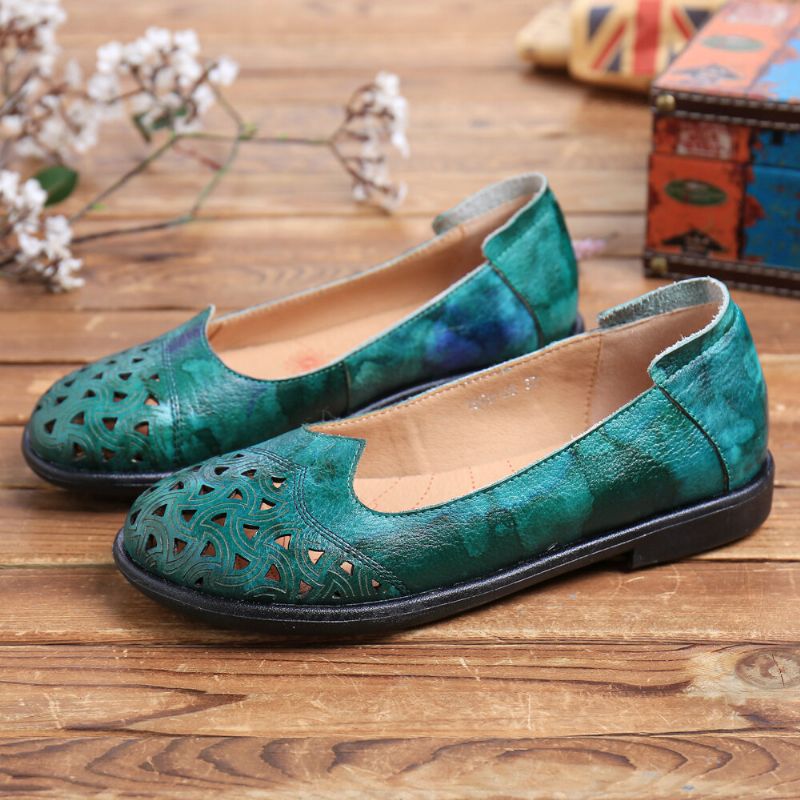 Böhmisches Leder Hohl Batik Weiche Lässige Slip-on-loafer Flache Schuhe