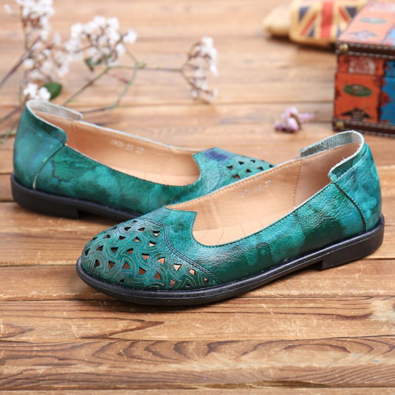 Böhmisches Leder Hohl Batik Weiche Lässige Slip-on-loafer Flache Schuhe