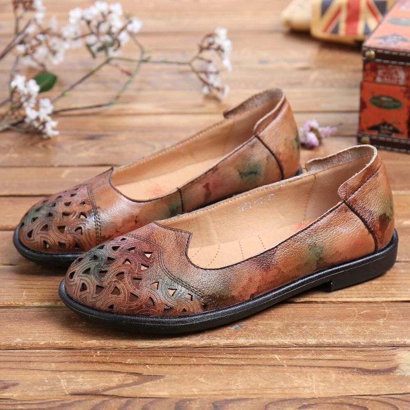 Böhmisches Leder Hohl Batik Weiche Lässige Slip-on-loafer Flache Schuhe