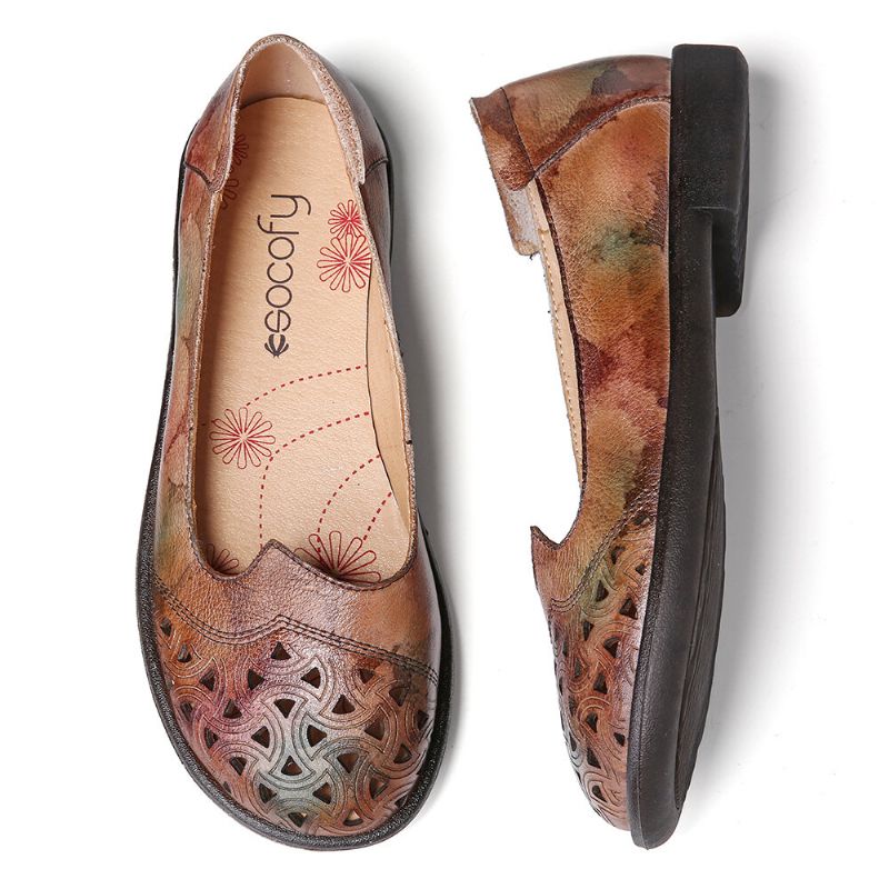 Böhmisches Leder Hohl Batik Weiche Lässige Slip-on-loafer Flache Schuhe