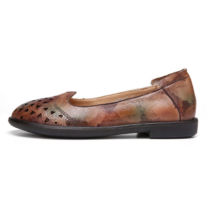 Böhmisches Leder Hohl Batik Weiche Lässige Slip-on-loafer Flache Schuhe