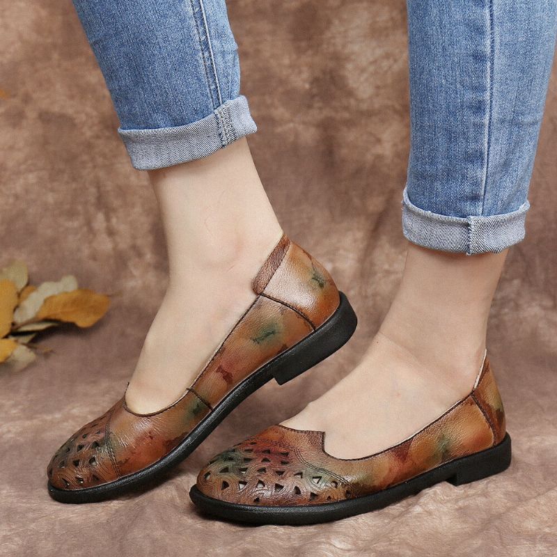 Böhmisches Leder Hohl Batik Weiche Lässige Slip-on-loafer Flache Schuhe