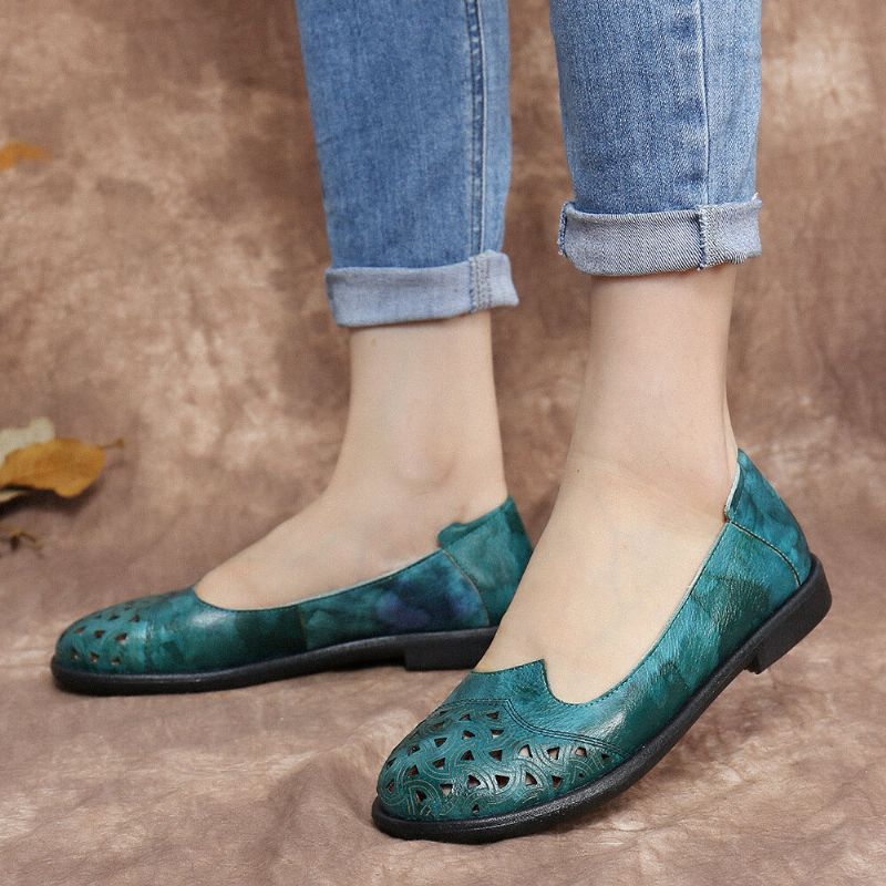 Böhmisches Leder Hohl Batik Weiche Lässige Slip-on-loafer Flache Schuhe