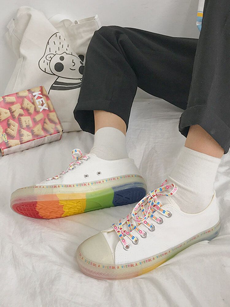 Damen-canvas-low-top Mit Regenbogensohle Lässige Studentenwohnungen