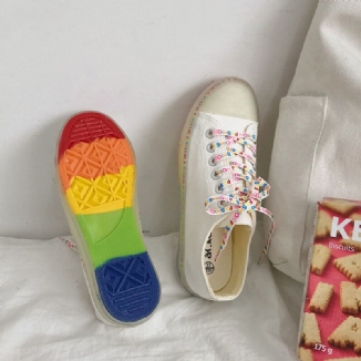 Damen-canvas-low-top Mit Regenbogensohle Lässige Studentenwohnungen